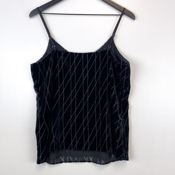 Ann Taylor Size M Diamond Argyle Pattern Velvet Drapey Cami Tank Top Black - Picture 6 of 9
